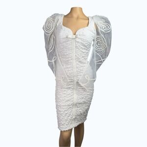 Vintage David Howard Climax Karen Okada White Cocktail Dress Size 7/8